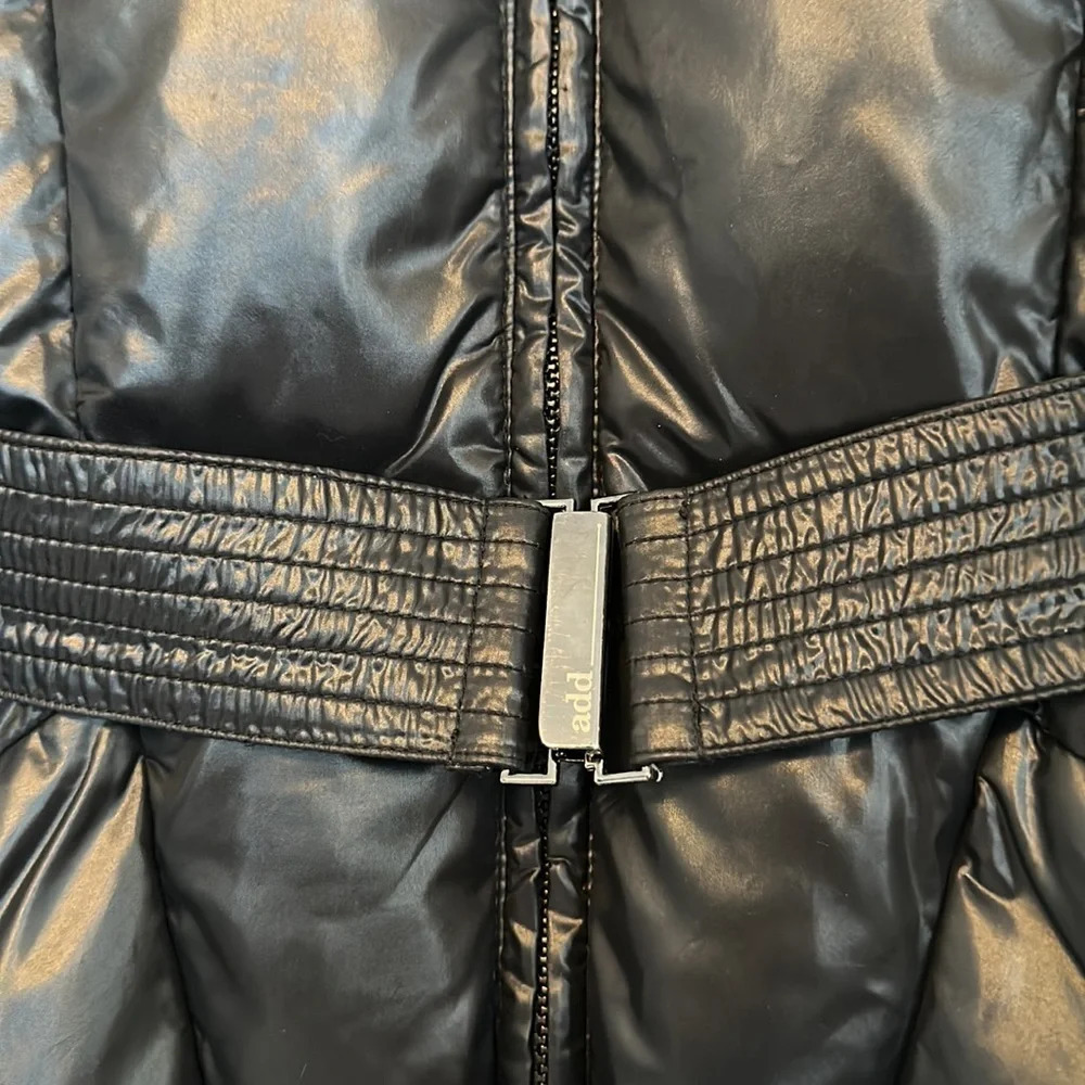 ADD Down Women’s Black Belted Longline Jacket EUC US12 - Picture 10 of 10